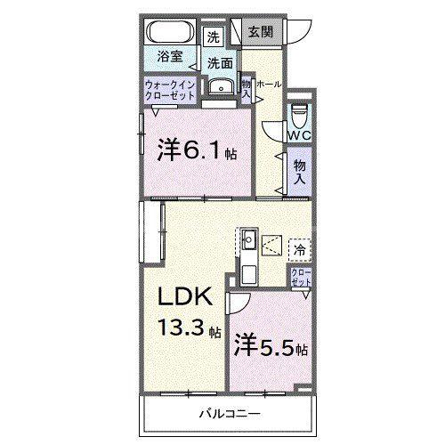 ブランノワレ(2LDK/1階)の間取り写真