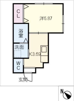 シェラトン桜(1DK/1階)の間取り写真