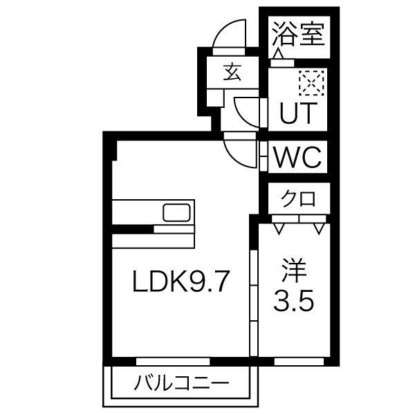 ペシュールV(1LDK/1階)の間取り写真