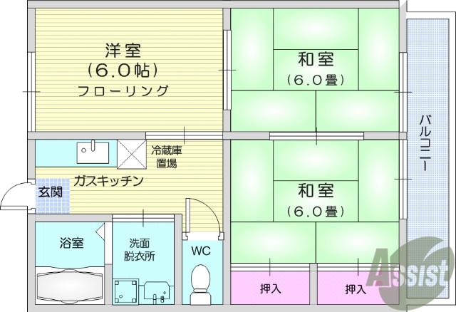 SSコーポ(3K/2階)の間取り写真