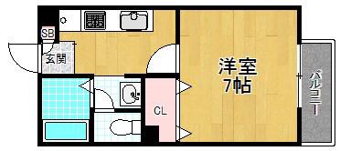 シャンテ香里(1K/1階)の間取り写真