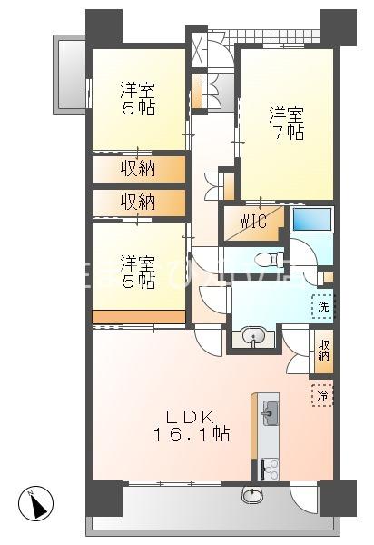 プレミアシティ東刈谷駅前(3LDK/2階)の間取り写真