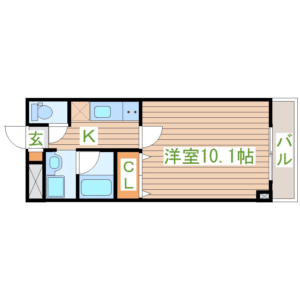 クレセール河原町(1K/3階)の間取り写真