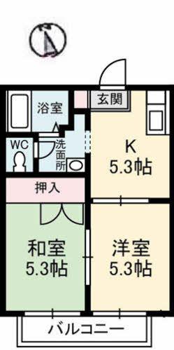 サニーズ福庭II B棟(2K/1階)の間取り写真