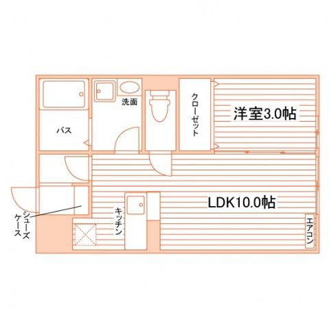 プレステージ南通(1LDK/2階)の間取り写真