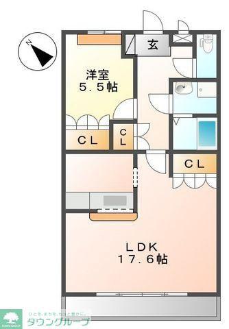 パストラル(1LDK/1階)の間取り写真
