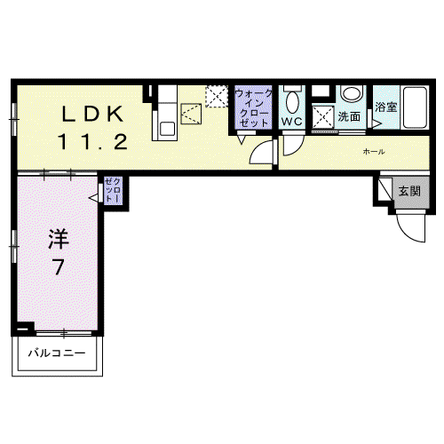 ウエストレイク(1LDK/1階)の間取り写真