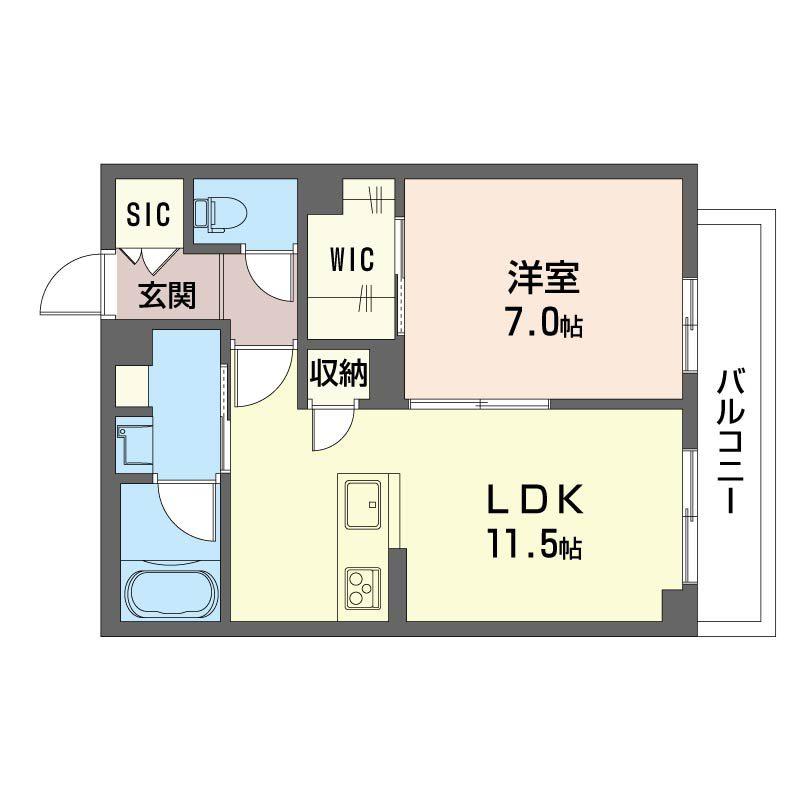 フェリーチェSAMUKAWA(1LDK/3階)の間取り写真