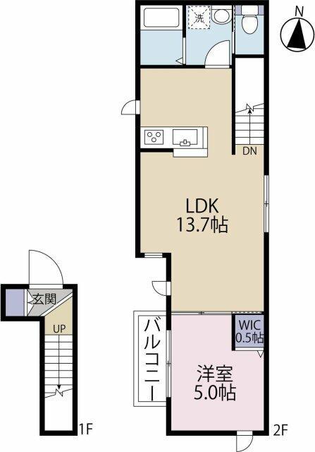 イトーハウス西(1LDK/2階)の間取り写真