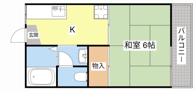 ひまわり河曲ハイツ(1K/1階)の間取り写真