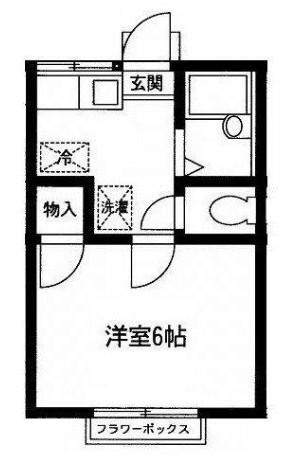 アルス旭ヶ丘(1K/2階)の間取り写真