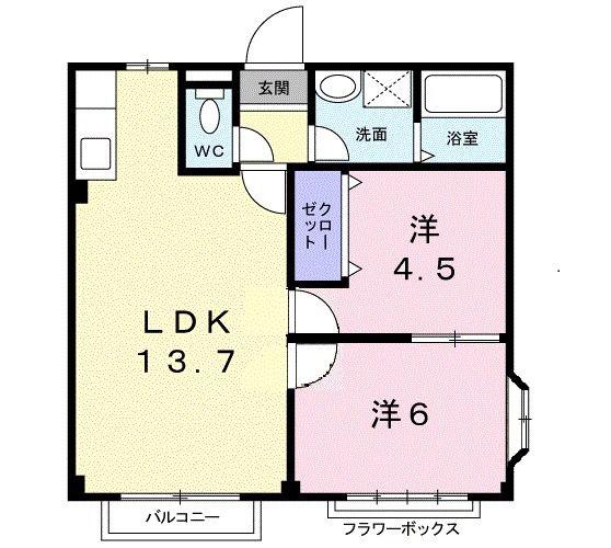 レジデンスパーク鶴田(2LDK/1階)の間取り写真