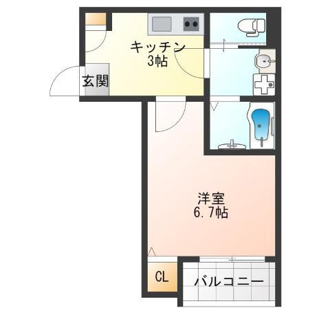 南大阪ミカーサ(1K/1階)の間取り写真