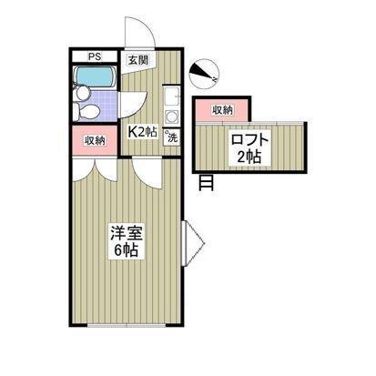 ガーデンヒルズ新倉D(1K/2階)の間取り写真