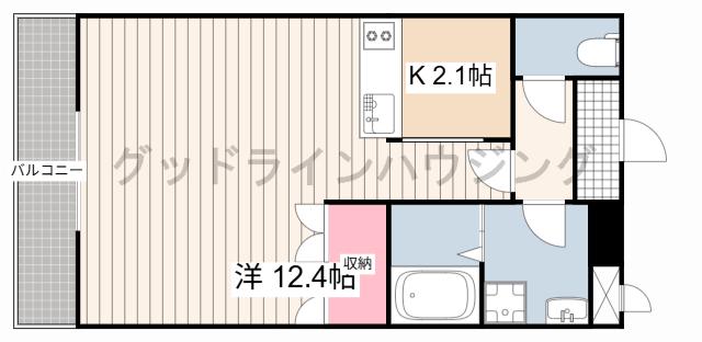 ウィンドヒル(1K/2階)の間取り写真
