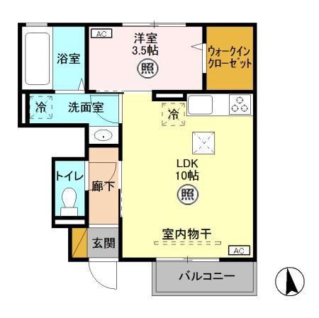エトワールムーン(1LDK/1階)の間取り写真