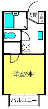 リバーサイド狭山(1K/2階)の間取り写真