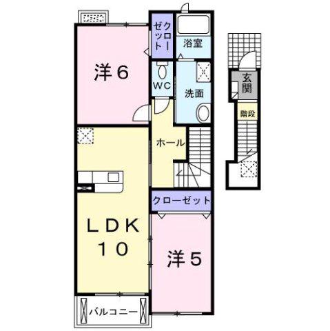 ロアジーナ(2LDK/2階)の間取り写真