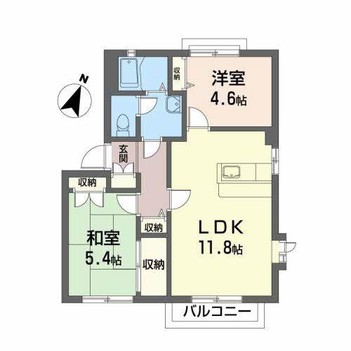 メゾンパークスVI(2LDK/2階)の間取り写真