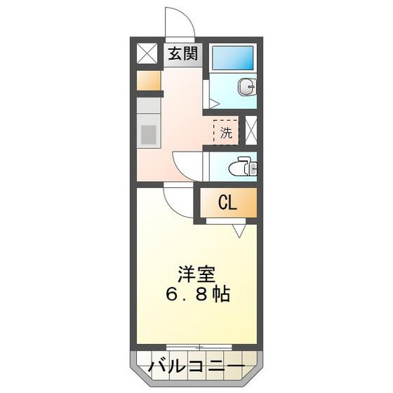 ユーミー加藤B(1K/3階)の間取り写真