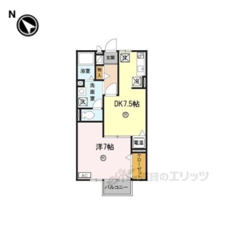 リビングタウン西野(1DK/1階)の間取り写真