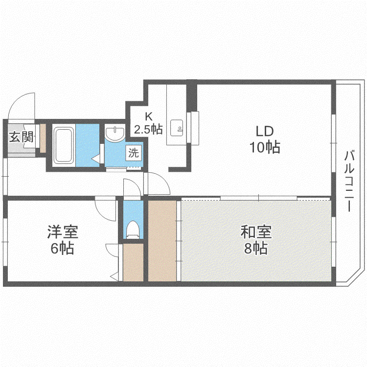 コスモB棟(2LDK/4階)の間取り写真
