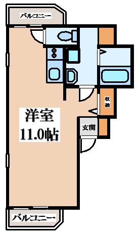 ライフテック野崎駅前(ワンルーム/1階)の間取り写真