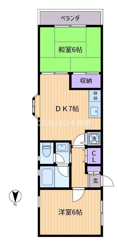 パビヨン笹塚(2DK/1階)の間取り写真
