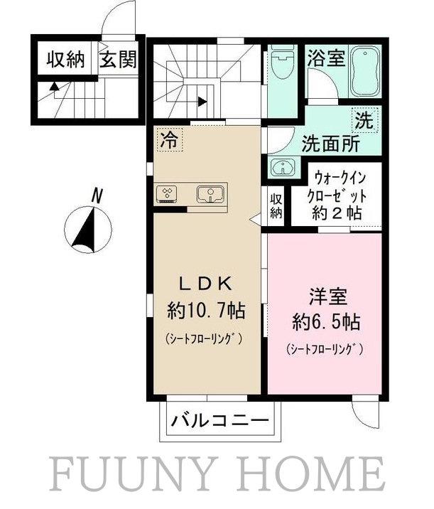アヴェニール烏山(1LDK/2階)の間取り写真