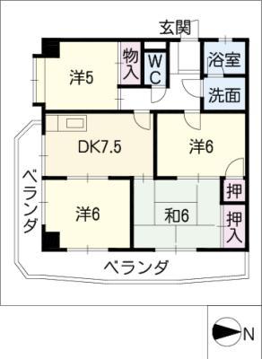 ハビタート国府宮(4DK/3階)の間取り写真