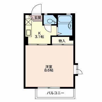 プルミエール桐原D棟(1K/1階)の間取り写真