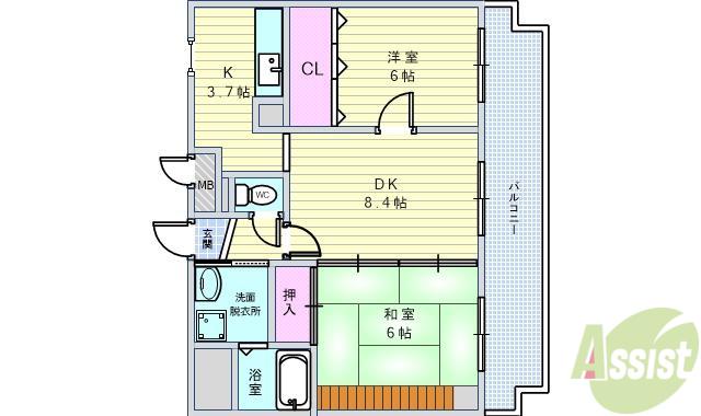 コートイケガミ(2LDK/3階)の間取り写真