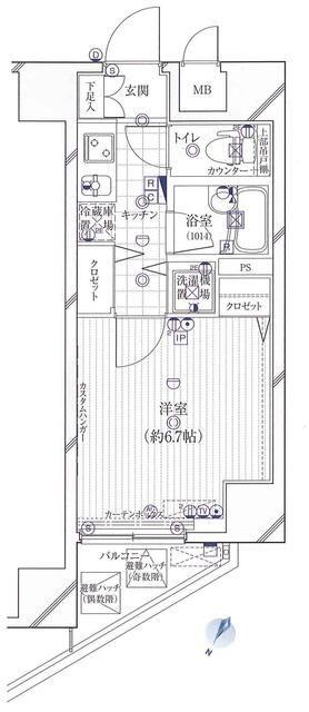 ガリシアヒルズ六本木(1K/15階)の間取り写真