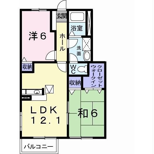 アビタシオン勝瑞I(2LDK/1階)の間取り写真