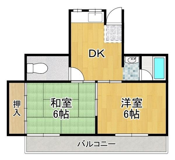 広瀬ハイツ(2DK/2階)の間取り写真