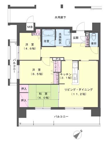 クラシオン小頭町公園前(3LDK/12階)の間取り写真