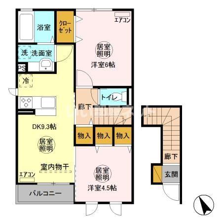 メゾングレース K(2DK/2階)の間取り写真