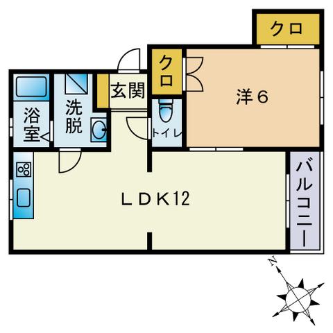 ラウレア姪浜(1LDK/3階)の間取り写真