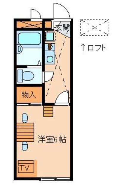 レオパレス檪(1K/1階)の間取り写真