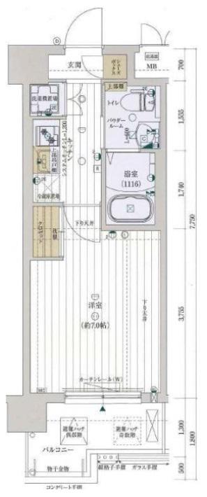 ファーストフィオーレ京橋パークフロント(1K/7階)の間取り写真