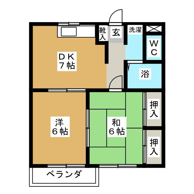 サンハイムKAZU(2DK/3階)の間取り写真