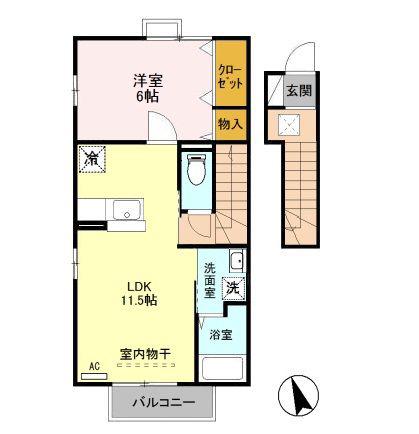 シェルメゾンA(1LDK/2階)の間取り写真