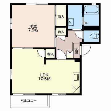 パティオ緑町(1LDK/1階)の間取り写真