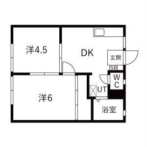 パナハイツ天神B(2DK/2階)の間取り写真