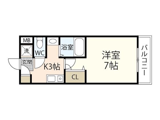 イマニシビル(1K/1階)の間取り写真