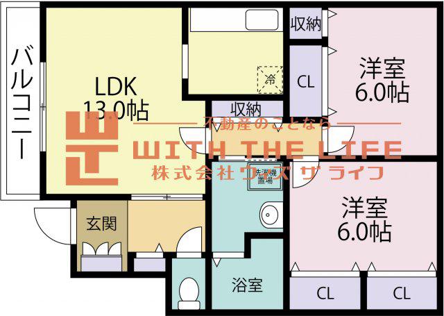 サニーホームズ宮ノ陣(2LDK/2階)の間取り写真