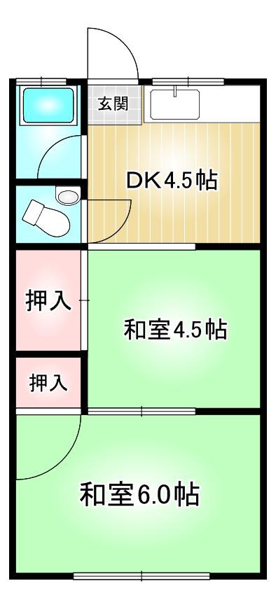日の出荘(2DK/1階)の間取り写真