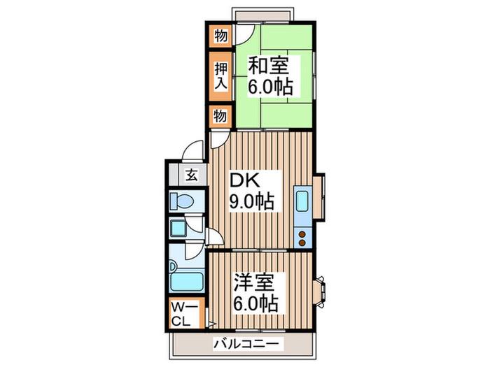 ハイツ南林間(2DK/1階)の間取り写真