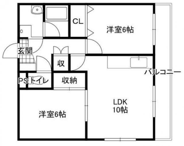 ボヌールシャンスI(2LDK/5階)の間取り写真