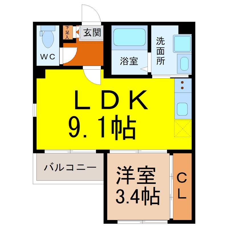 LE SOLEIL PINO(1LDK/1階)の間取り写真